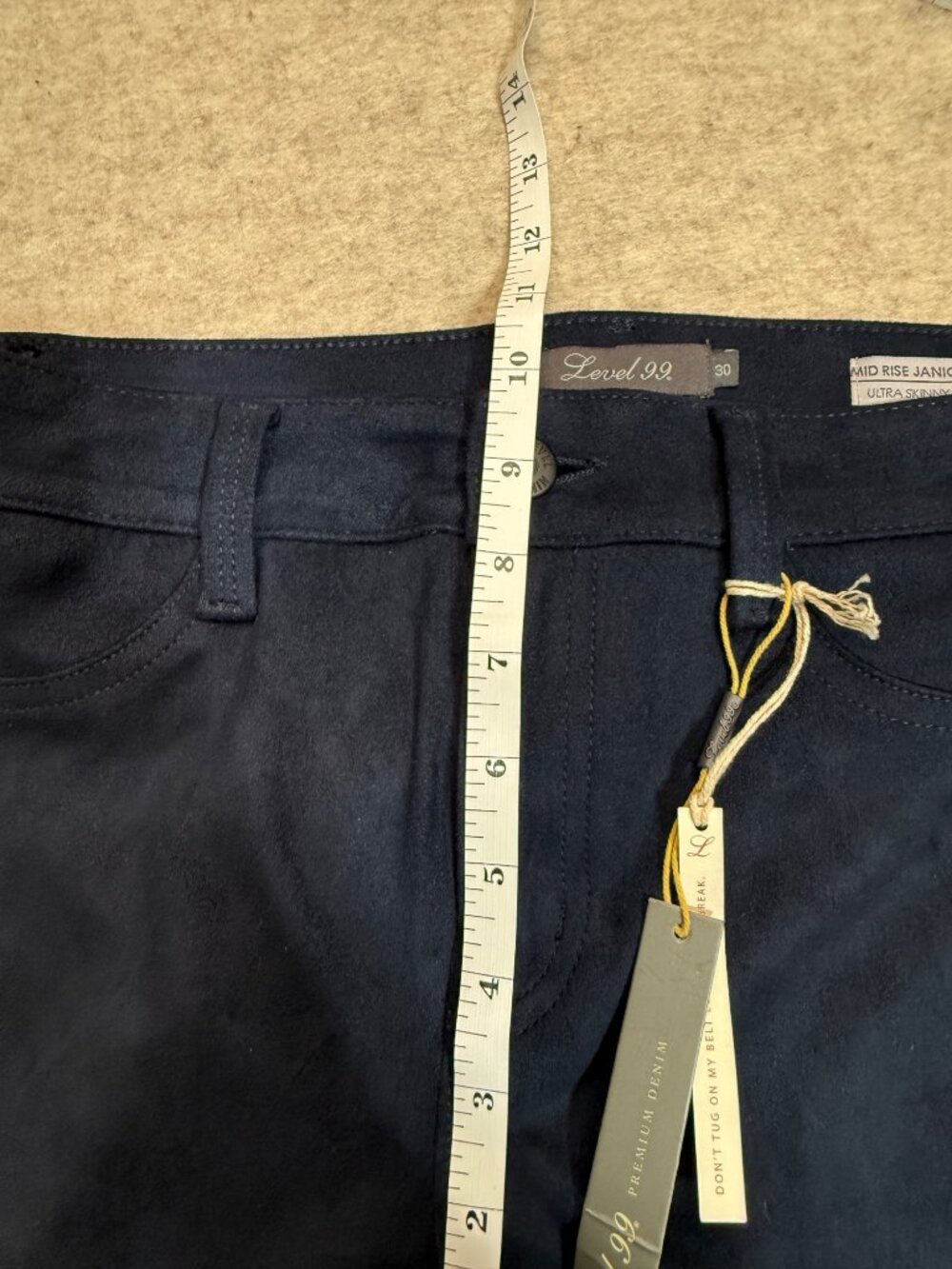 Level 99 Mid Rise Janice Ultra Skinny 5-Pocket Navy Blue Jeans 30" Waist Med NWT - Picture 10 of 12